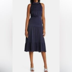 Sam‎ Edelman Mock Neck Tiered Halter Midi
Dress